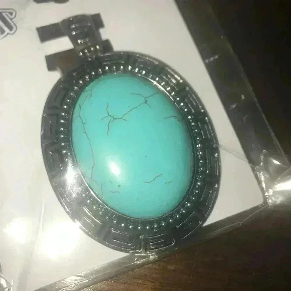 Jewelry - COSTUME SILVER TURQUOISE PENDANT NIP